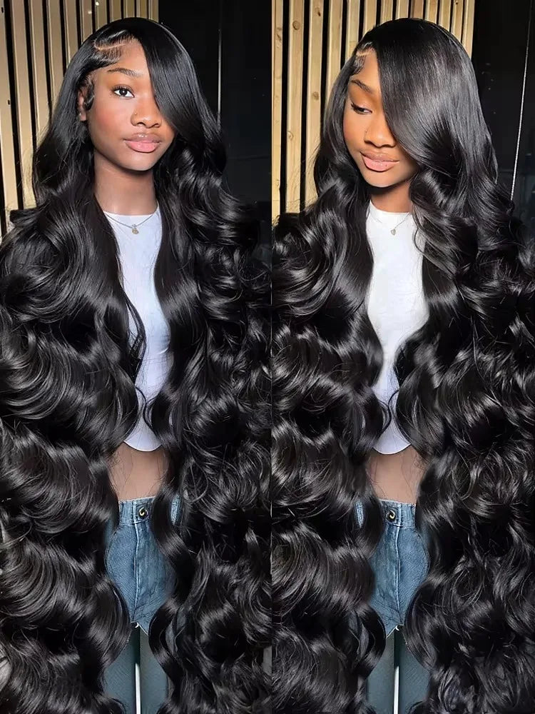 Natural Black Body Wave 360 Full Lace Wig – Pre-Plucked 13x4 & 13x6, 250%