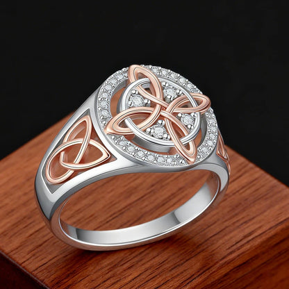 Original Bicolor Witches Knot Rings Silver Plated with Full Zircon Inlay Witchcraft Protection Knot Ring Jewelry Gifts for Women