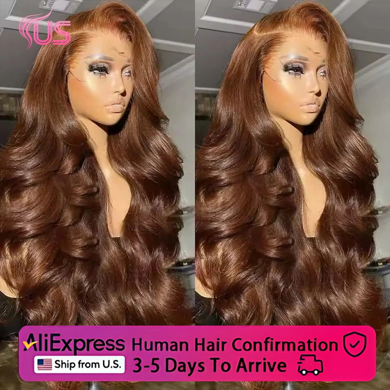 Chocolate Brown Body Wave Glueless HD Lace Wig – 13x6, 13x4, 4x4 & 5x5