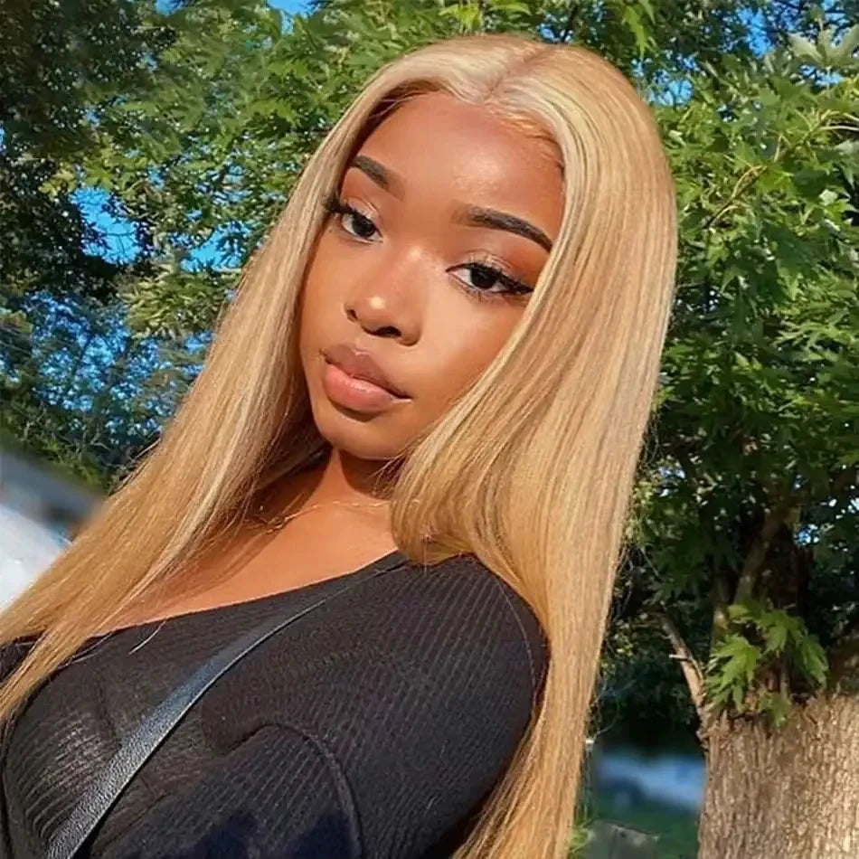 Honey Blonde #27 Straight 13x6 HD Lace Front Wig – Glueless 13x4, 250% Density