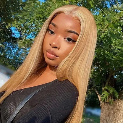 Honey Blonde #27 Straight 13x6 HD Lace Front Wig – Glueless 13x4, 250% Density
