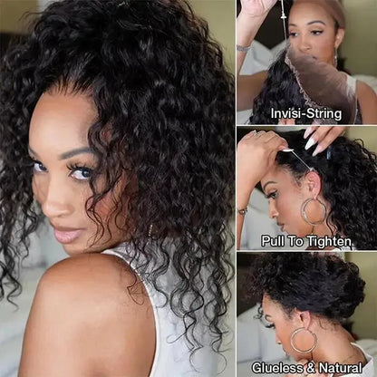 360 HD Full Lace Deep Wave Curly Wig – Invisible Strap Glueless, Pre-Plucked Water Wave