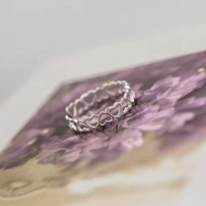925 Sterling Silver Heart Open Rings For Women Hypoallergenic Fashion Girl Sterling-silver-jewelry