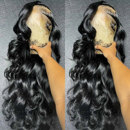 Natural Black Body Wave 13x6 Lace Front Wig – Glueless Pre-Plucked, 250% Density