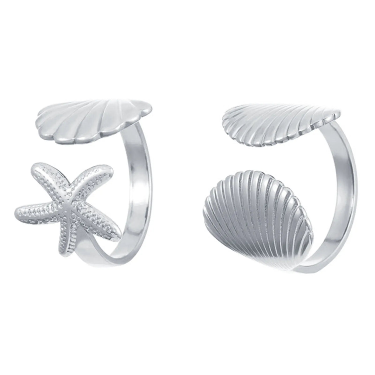 MHS.SUN Ocean Style Stainless Steel Starfish Shell Rings For Women Men Vintage Gold Plated Open Ring Summer Beach Jewelry