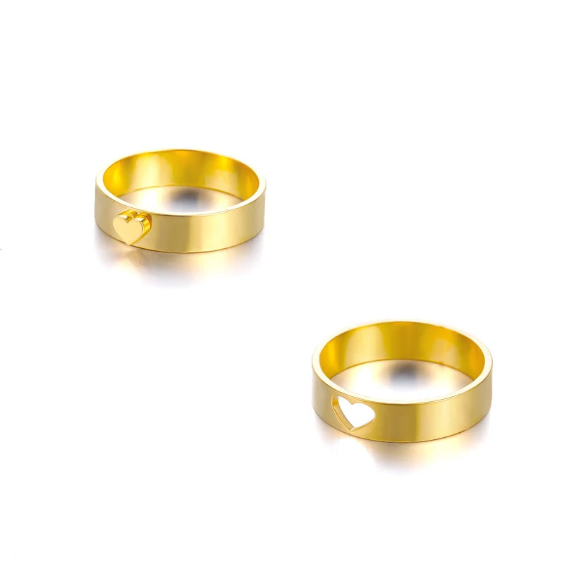 Sweet Heart Zirconia Rings for Women Stainless Steel Gold-Plated Layered Design Everyday Wear Valentine's Day Party Jewelry Gift