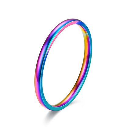 1pc 2mm Thin Classic Fashion Simple Stainless Steel High Polished Rings For Women Men Couple Finger Rings Jewelry Size 5 To 13