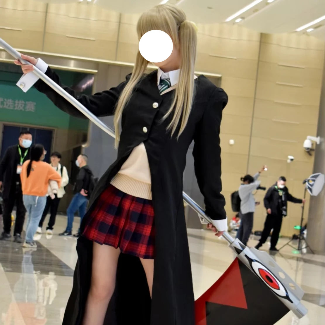 Maka Albarn Cosplay Costume Anime Soul Eater JK Unifrom School Suit Wig Skirt Accessories Full Set Long Coat  Role Play Outfit