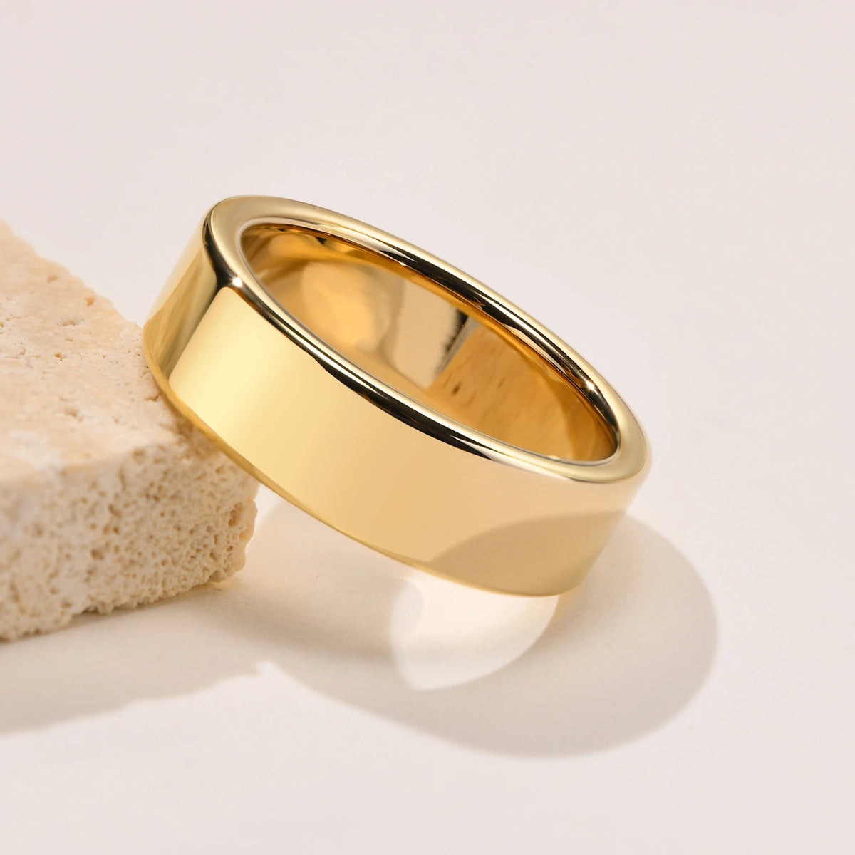 Basic 2/4/6 MM Wide Wedding Couple Ring for Women Men, PVD Gold Color Geometric Engagement Rings Finger Bands Jewelry