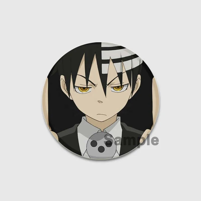 58MM Anime Soul Eater Pins Tinplate Brooch Figure Badge Handmade Brooches for Backpack Clothes Decoration Fashion Jewelry Gifts