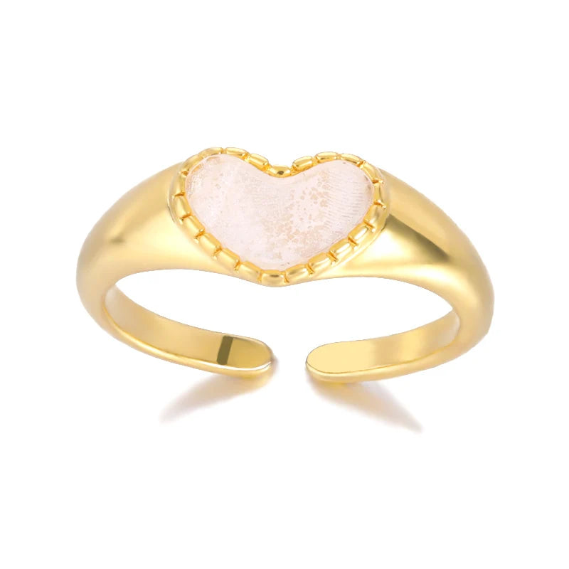 Sweet Heart Zirconia Rings for Women Stainless Steel Gold-Plated Layered Design Everyday Wear Valentine's Day Party Jewelry Gift