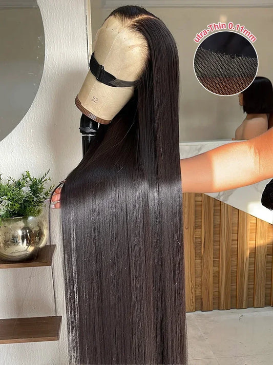 Natural Black Straight HD Lace Front Wig – 13x4, 13x6 & 5x5 Glueless, 250%