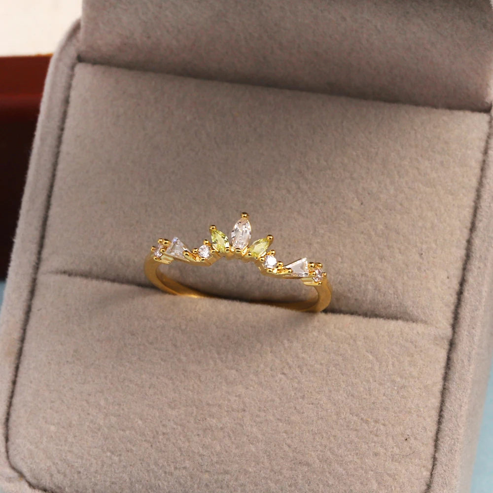 100 styles 14K Gold Plated Color Zircon Flower Crown Bow Open Ring Women Adjustable Stackable Finger Rings Wedding Jewelry Gift