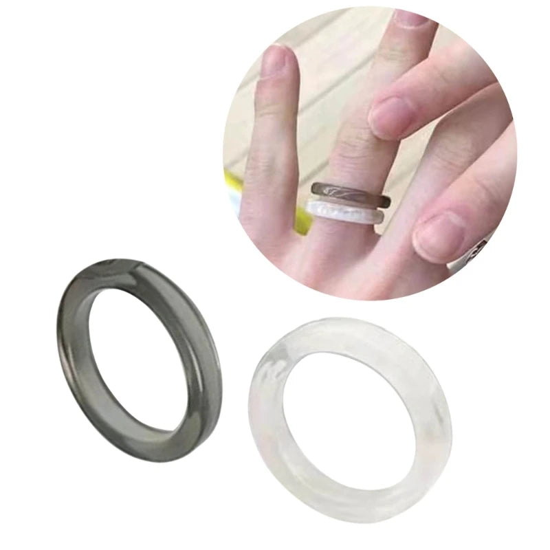 2Pcs Acrylic Cute Rings Set Colorful Rings Transparent Stacking Rings Aesthetic Funny Stackable Ring for Women Girls Gift