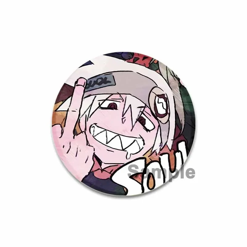 32/44/58MM Anime Soul Eater Pins Thompson Patricia Evans Soul Eater Albarn Maka Figure Icon Brooches Badge for Backpack Clothes