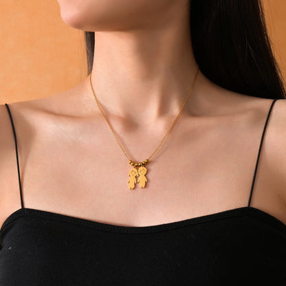 Akizoom 45cm Baby Boy Girl Kids Pendant Necklace Golden Color Stainless Steel Jewelry Chain Women Family Memorial Birthday Gifts