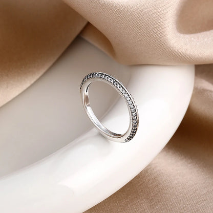 925 Sterling Silver  Crown Heart Flower Zircon Rings For Women Love Promise Engagement Band Fashion Ring Set