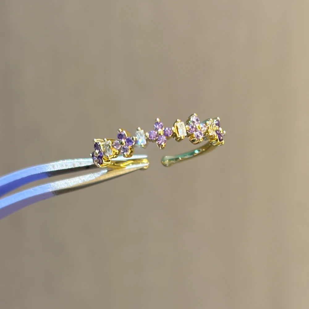 100 styles 14K Gold Plated Color Zircon Flower Crown Bow Open Ring Women Adjustable Stackable Finger Rings Wedding Jewelry Gift