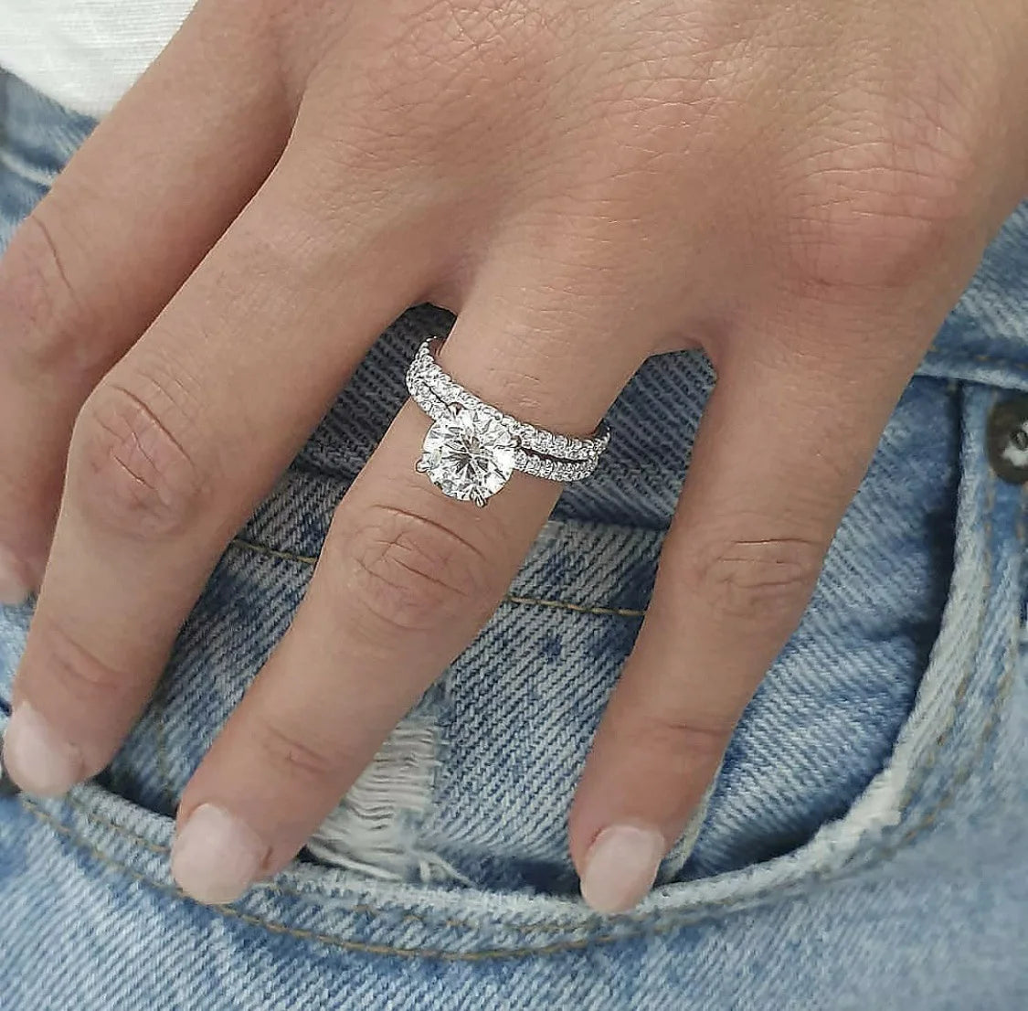 Hot Selling Silver Plated Rings Set For Women Geometric Punk Cubic Zirconia Jewelry Wedding Engagement Ring Wholesale Size 5-11