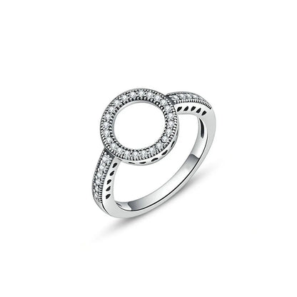925 Silver Women Jewerly Accessories Ring Size 6 7 8 9 Pink Heart CZ Stone Red Black Rings DIY Birthday Gift Party