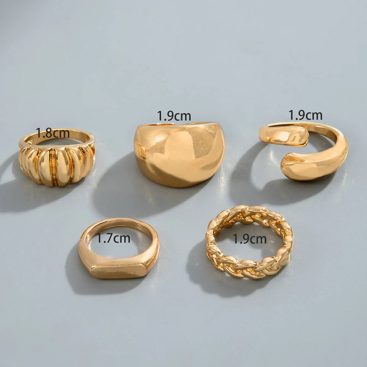Tocona Fashion Gold Color Chain Pattern Ring Sets for Women Classic Lrregular  Rings Jewelry Party 5pc/set кольца  26471