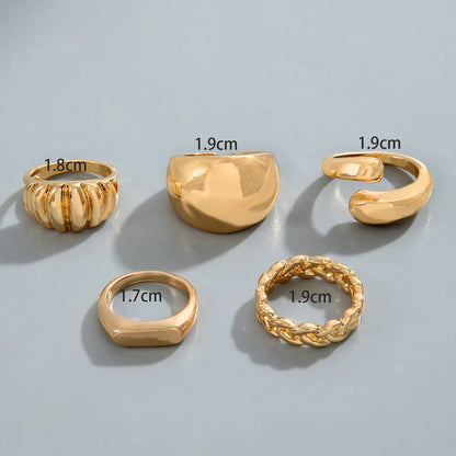 Tocona Fashion Gold Color Chain Pattern Ring Sets for Women Classic Lrregular  Rings Jewelry Party 5pc/set кольца  26471