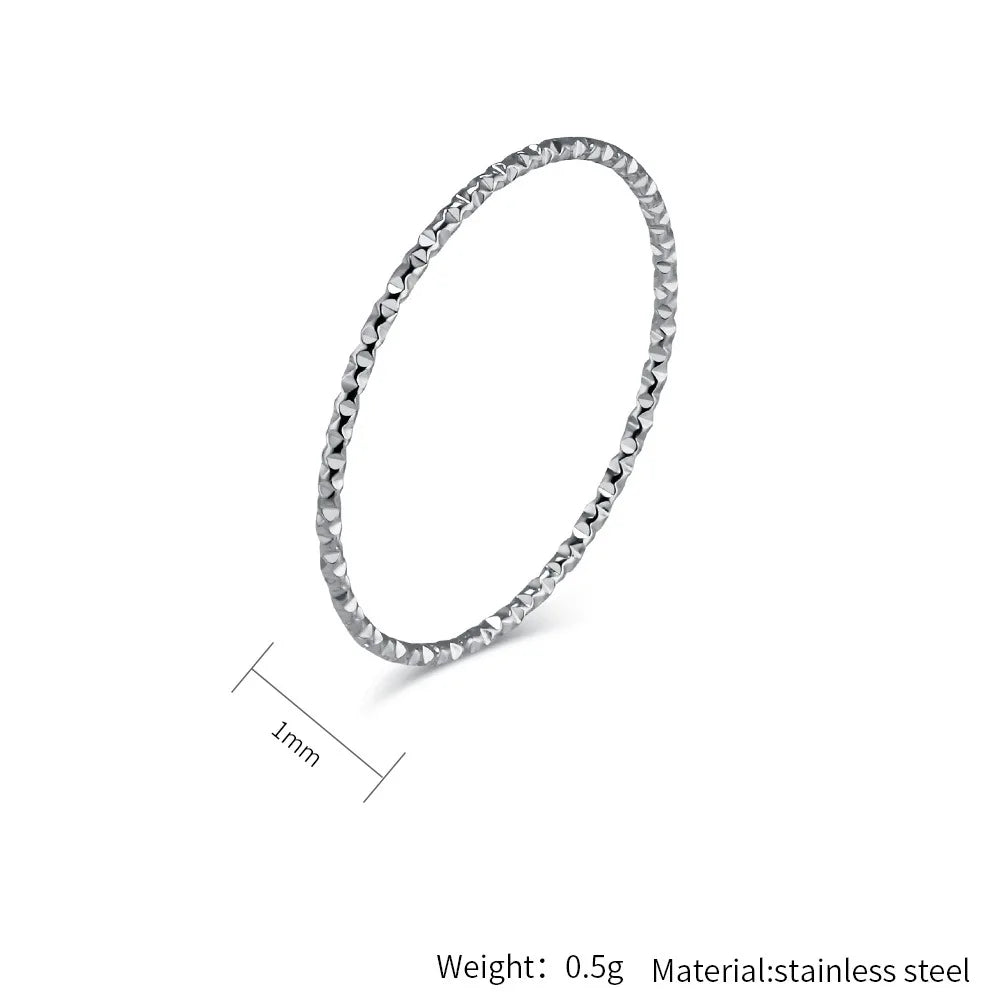 New Classic 1mm Stainless Steel Rings for Women Silver/Gold Color Thin Ring Waterproof Jewelry
