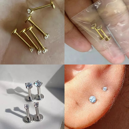 ASTM F136 Grade G23Titanium Wholesale Piercing Set lip Nose Stud Earring Eyebrow 16G Internally Threaded Septum Helix Cartilage