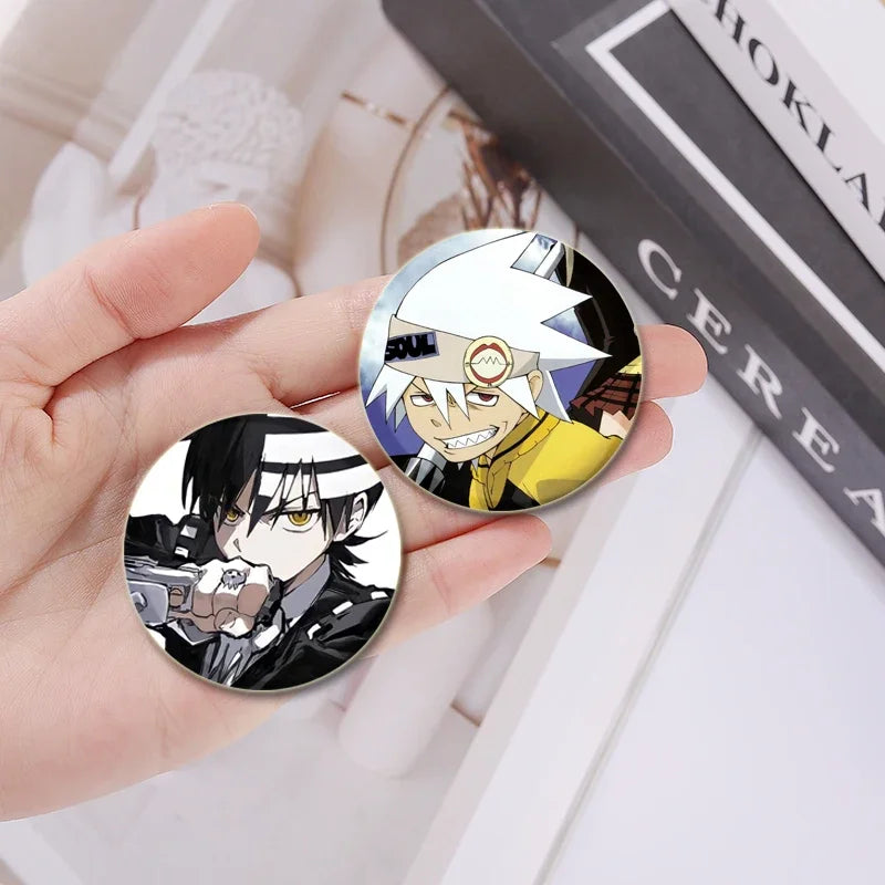 32/44/58MM Anime Soul Eater Pins Thompson Patricia Evans Soul Eater Albarn Maka Figure Icon Brooches Badge for Backpack Clothes