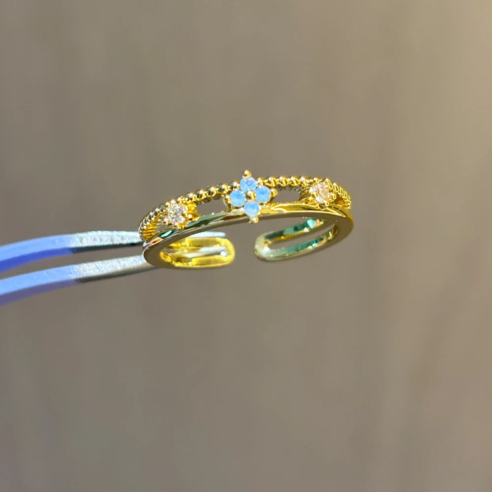 100 styles 14K Gold Plated Color Zircon Flower Crown Bow Open Ring Women Adjustable Stackable Finger Rings Wedding Jewelry Gift