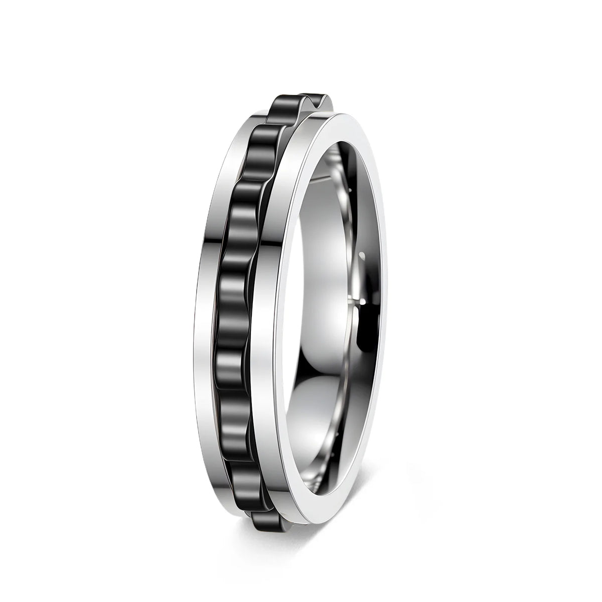 6MM Rotate Freely Spinning Stainless Steel Anxiety Rings For Women Spinner Fidgets Ring Anti Stress Men Rotating Punk Jewelry