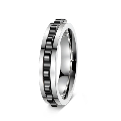 6MM Rotate Freely Spinning Stainless Steel Anxiety Rings For Women Spinner Fidgets Ring Anti Stress Men Rotating Punk Jewelry