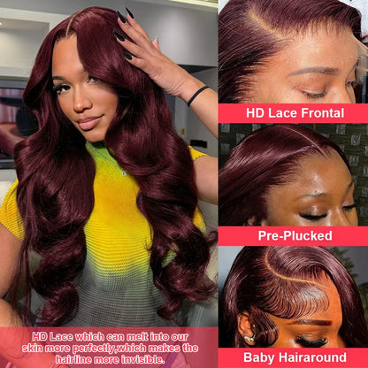 Reddish Brown Body Wave 13x6 HD Lace Frontal Wig – 250% Density, 28–40 Inch 13x4