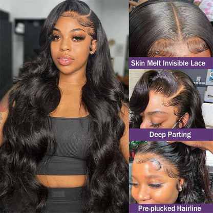 Water Wave HD Lace Frontal Wig – 13x6, 13x4, 4x4, 5x5 & 360, 30–40 Inch Dark Brown Lace