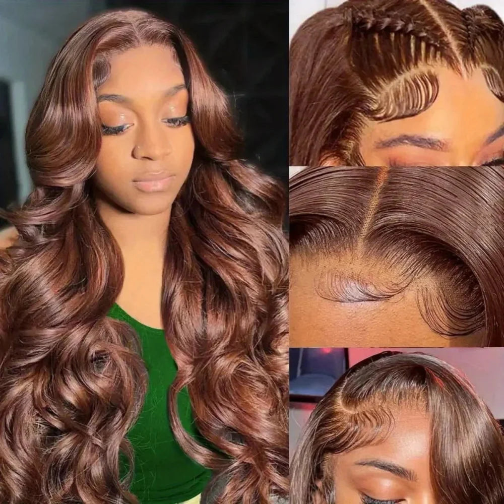 Pre-Plucked Chocolate Brown Body Wave Lace Front Wig – HD 13x6, 4x4 & 5x5, Light Brown Lace