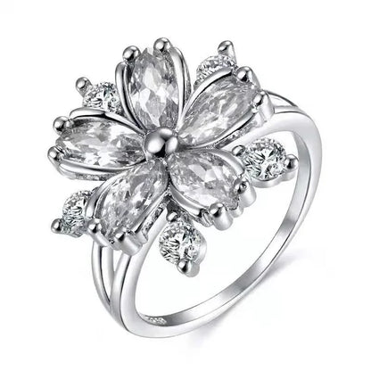 Cute Female Pink Crystal Stone Ring Charm upscale Thin Wedding Rings For Women Dainty Bride Flower Zircon Engagement Ring