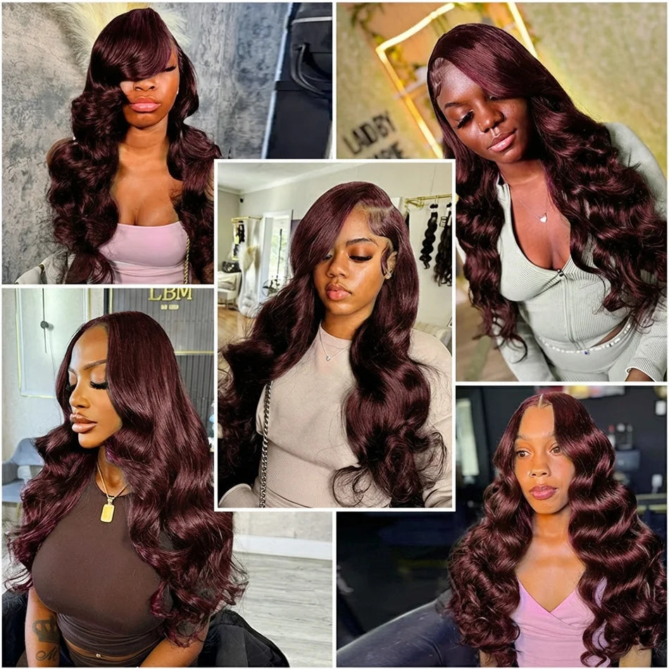 Reddish Brown Body Wave 13x6 HD Lace Frontal Wig – 250% Density, 28–40 Inch 13x4