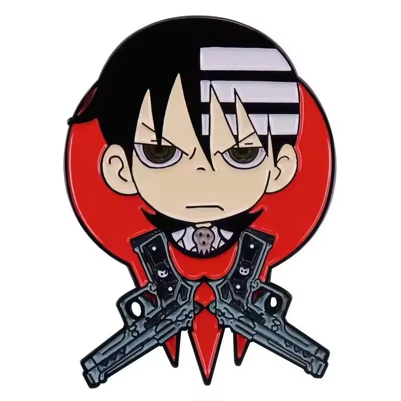 Soul-Eater-Enamel Pins Anime Maka Albarn Death the Kid Soul Evans Brooches Sun Moon Chain Badges for Backpack Lapel Jewelry