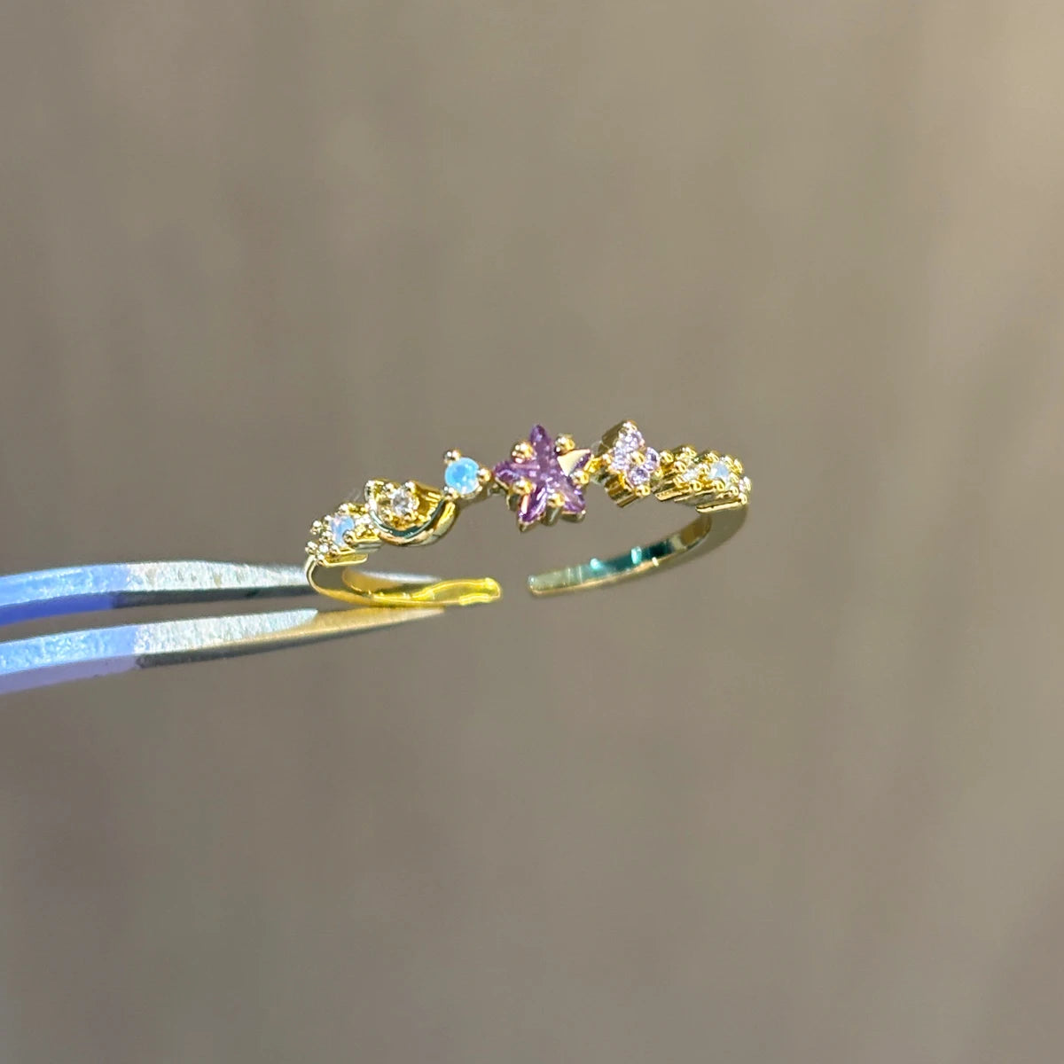 100 styles 14K Gold Plated Color Zircon Flower Crown Bow Open Ring Women Adjustable Stackable Finger Rings Wedding Jewelry Gift