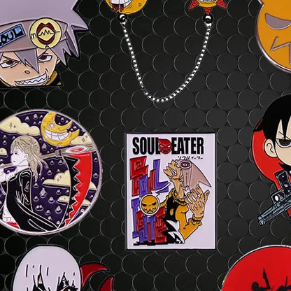 Soul-Eater-Enamel Pins Anime Maka Albarn Death the Kid Soul Evans Brooches Sun Moon Chain Badges for Backpack Lapel Jewelry