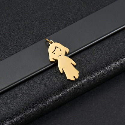 Akizoom 45cm Baby Boy Girl Kids Pendant Necklace Golden Color Stainless Steel Jewelry Chain Women Family Memorial Birthday Gifts