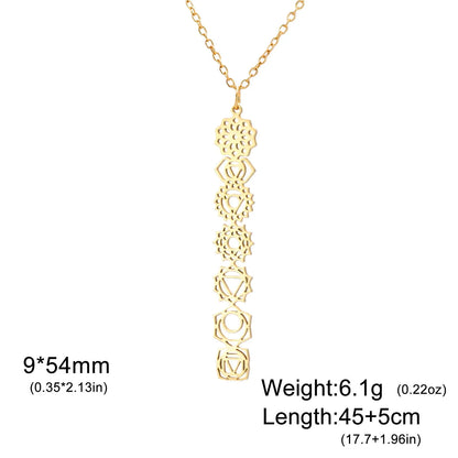 Yoga Meditation Jewelry 7 Chakra Flower Necklaces for Women Stainless Steel Amulet Necklaces Birthday Gift Wholesale New