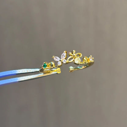 100 styles 14K Gold Plated Color Zircon Flower Crown Bow Open Ring Women Adjustable Stackable Finger Rings Wedding Jewelry Gift