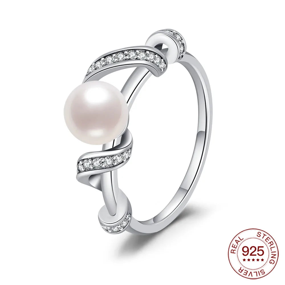 New Rings 925 Sterling Silver Ring Original Silver Pearl Ring For Women Luxury Zircon Simple Finger Ring Lover Jewelry Gifts