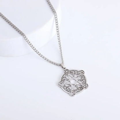 Stainless Steel 7 Archangel Seal Necklace Men's Solomon Kabbalah Seal Pendant Supernatural Protection Amulet Magical Jewelry