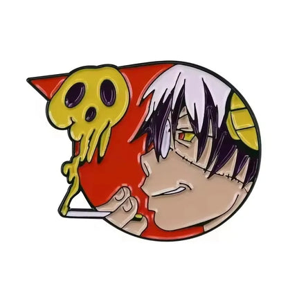 Soul-Eater-Enamel Pins Anime Maka Albarn Death the Kid Soul Evans Brooches Sun Moon Chain Badges for Backpack Lapel Jewelry