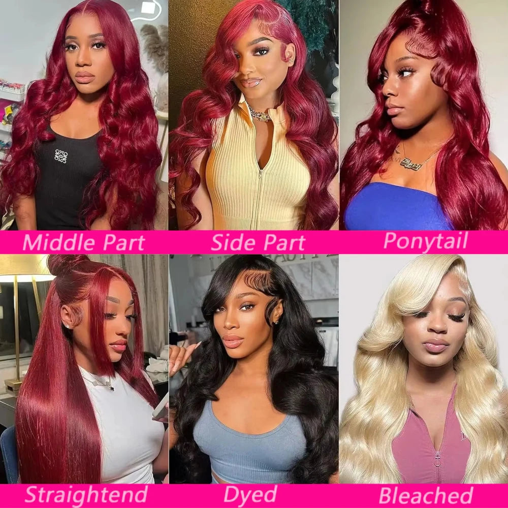 99J Burgundy Wine Red Body Wave HD Lace Front Wig – 13x6 & 13x4