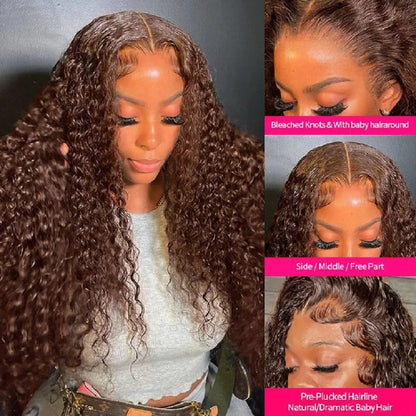 Chocolate Brown Deep Wave HD Lace Frontal Wig – 4x4, 13x4 & 13x6