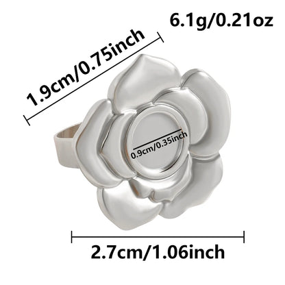 1Pc Stainless Steel Waterproof Women Personality Textured Chunky Open Rings Vintage Hollow Irregular Multi-layer Anillos Jewelry