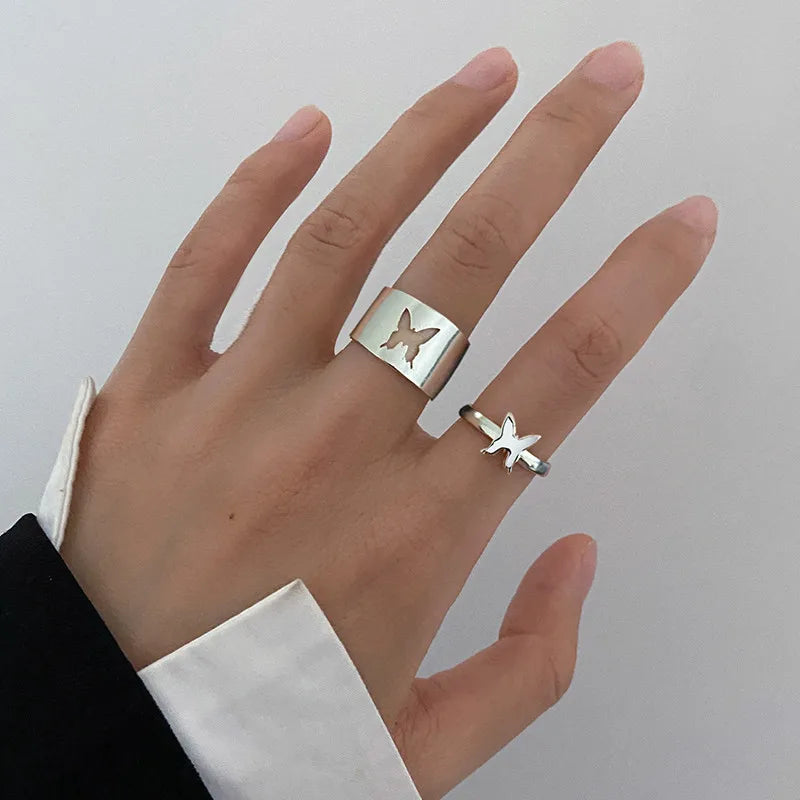 Boho Gold Color Cross Wide Rings Set For Women Girls Simple Chain Finger Tail Rings 2022 NEW Bijoux Jewelry Gifts Ring Female